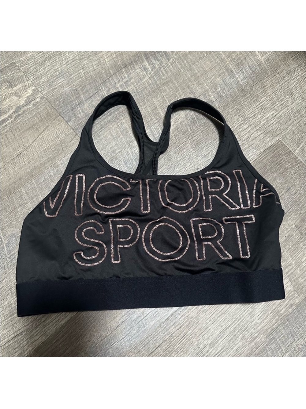 Victoria's Secret Black Sports Bra with Contrast Logo Stitching